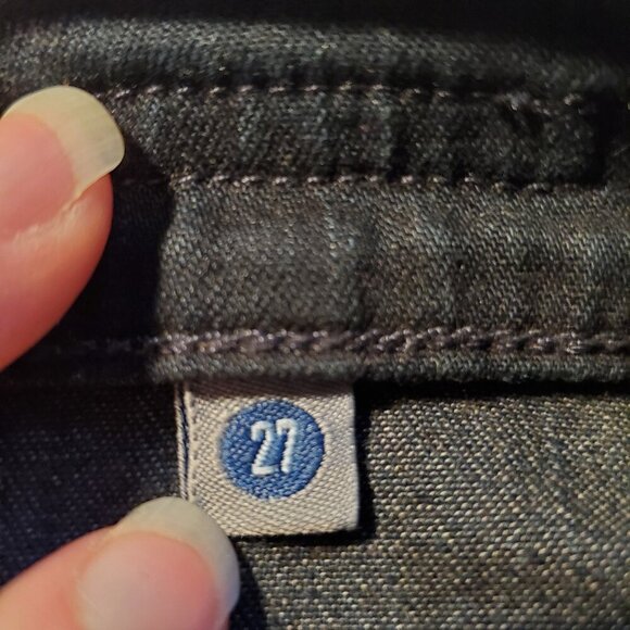 CITIZENS OF HUMANITY SZ 27 (29"W) Short Amber Bootcut Dark Wash Distress Jeans - Picture 8 of 11